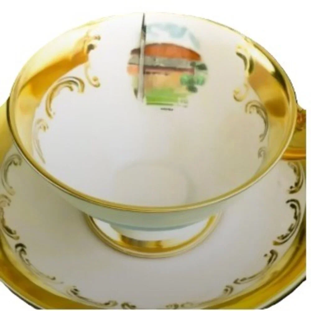 Edelstein | Gilded Demitasse Cup Saucer Vintage Bavaria Porcelain Collectible